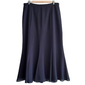 🍒 SOFT WORKS Panelled Maxi Length Skirt Layered Navy Blue Sz 16